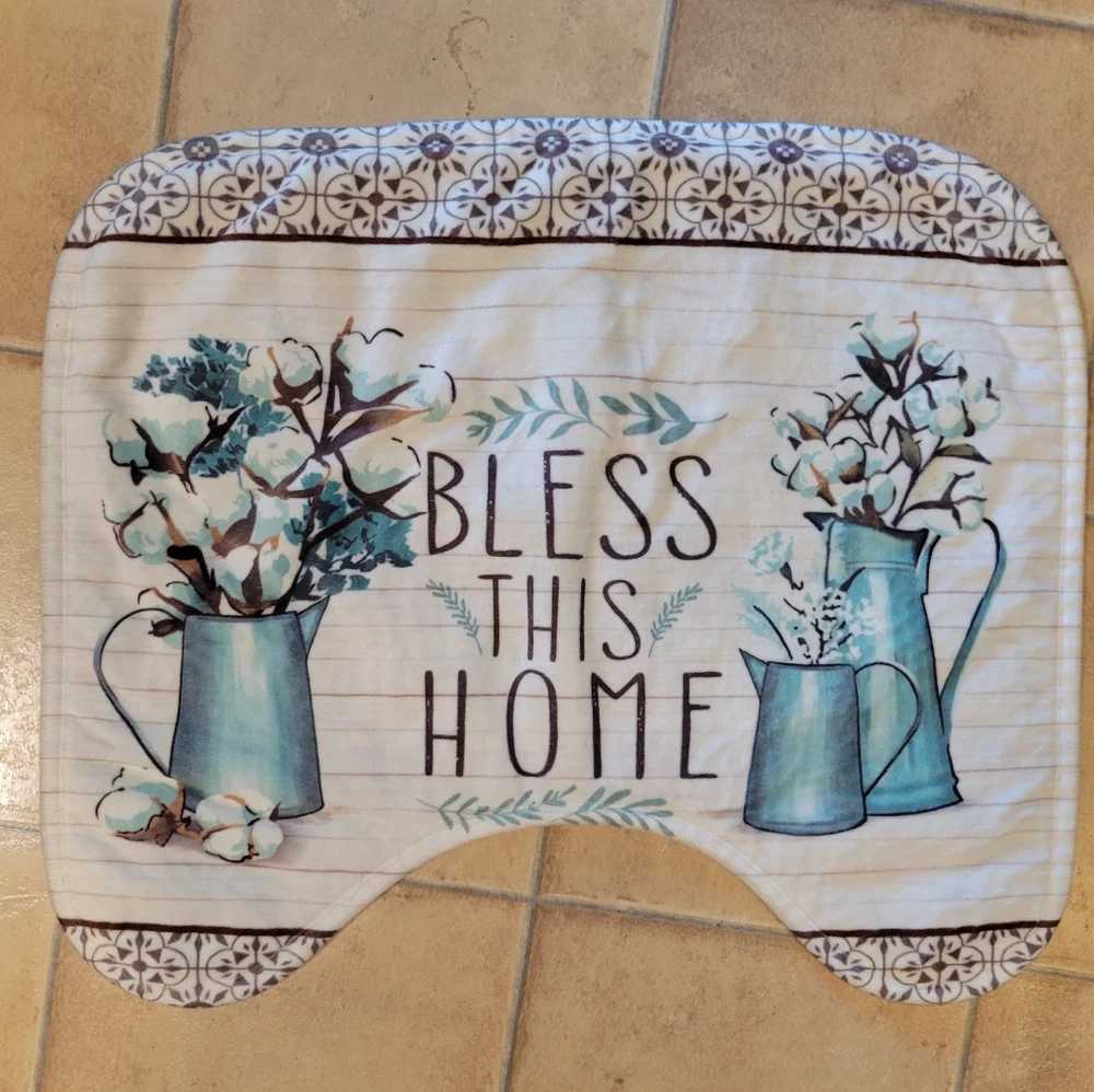 Teal Bath Mats Farmhouse Blessed Set